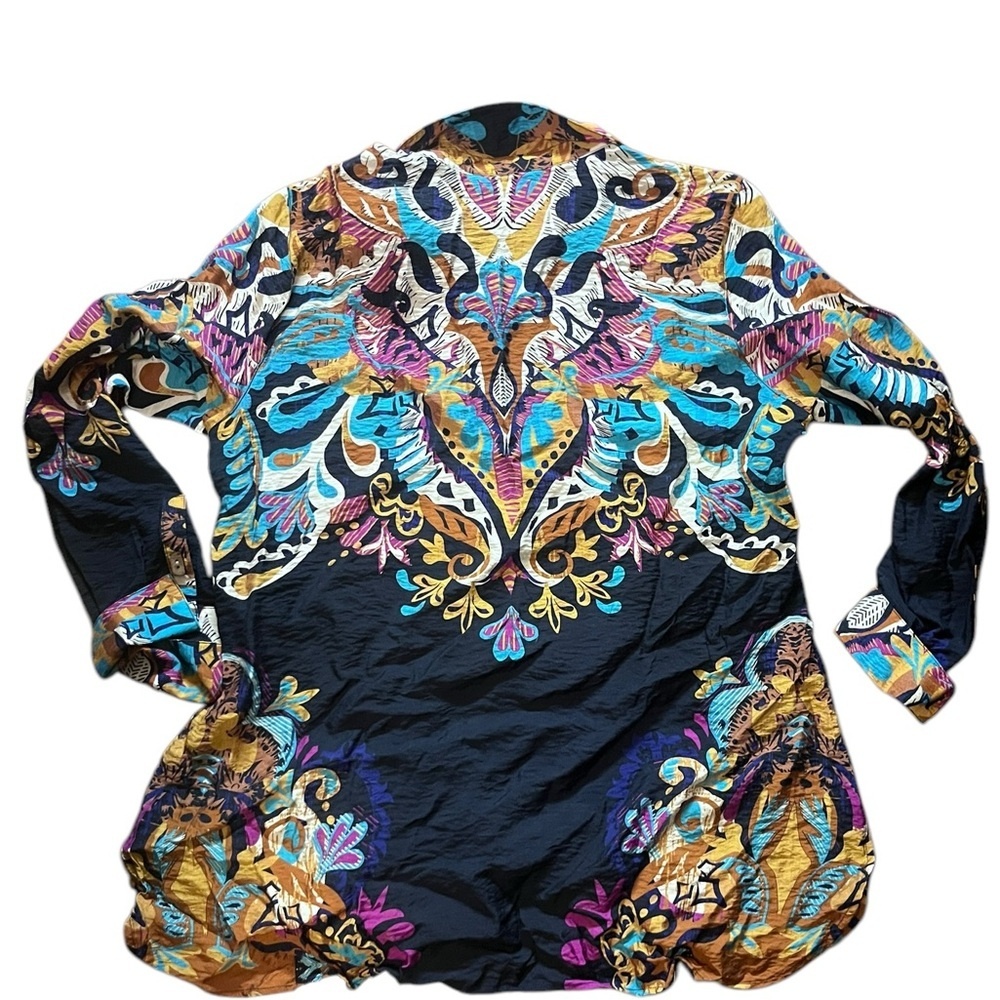 5/$25 Multiples brand Multicolor Paisley Button-Up Shirt - Picture 3 of 5